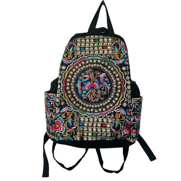 Boho Embroidered Backpack Purse - Picture 3 of 15